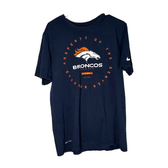 Nike Men’s Denver Broncos Blue Dri-fit T-shirt, Large, Pre-owned - Picture 3 of 8